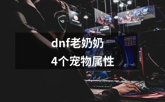 dnf老奶奶4个宠物属性-第1张-游戏资讯-龙启科技