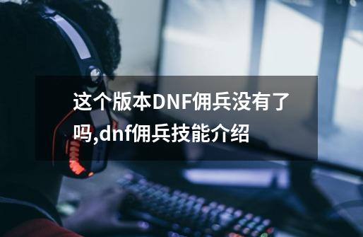 这个版本DNF佣兵没有了吗,dnf佣兵技能介绍-第1张-游戏资讯-龙启科技