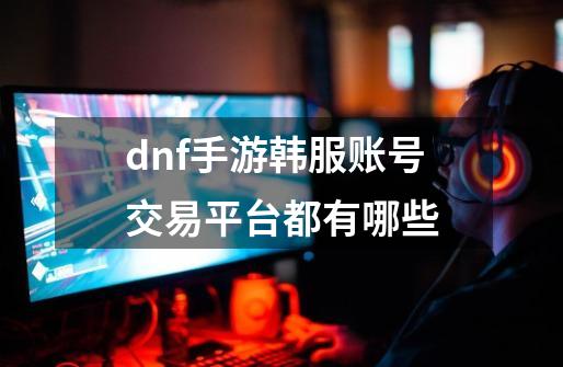 dnf手游韩服账号交易平台都有哪些-第1张-游戏资讯-龙启科技