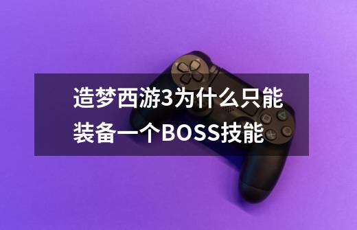 造梦西游3为什么只能装备一个BOSS技能-第1张-游戏资讯-龙启科技