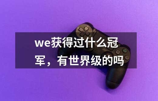 we获得过什么冠军，有世界级的吗-第1张-游戏资讯-龙启科技