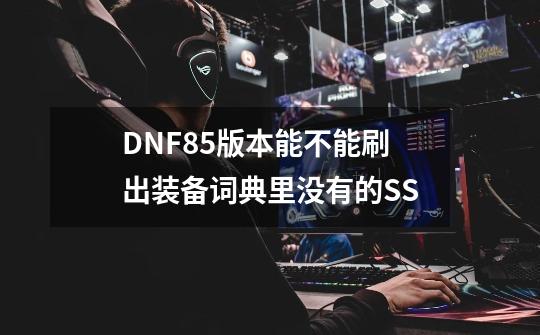 DNF85版本能不能刷出装备词典里没有的SS-第1张-游戏资讯-龙启科技