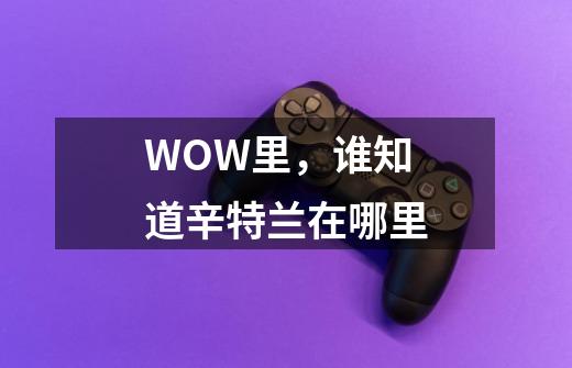 WOW里，谁知道辛特兰在哪里-第1张-游戏资讯-龙启科技