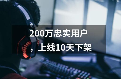 200万忠实用户，上线10天下架-第1张-游戏资讯-龙启科技