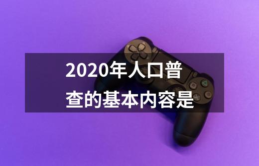 2020年人口普查的基本内容是-第1张-游戏资讯-龙启科技