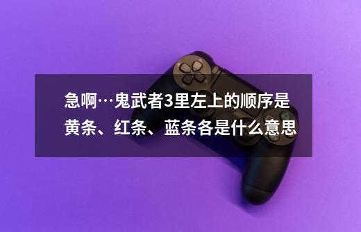 急啊…鬼武者3里左上的顺序是黄条、红条、蓝条各是什么意思-第1张-游戏资讯-龙启科技