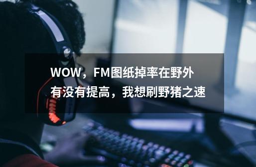 WOW，FM图纸掉率在野外有没有提高，我想刷野猪之速-第1张-游戏资讯-龙启科技