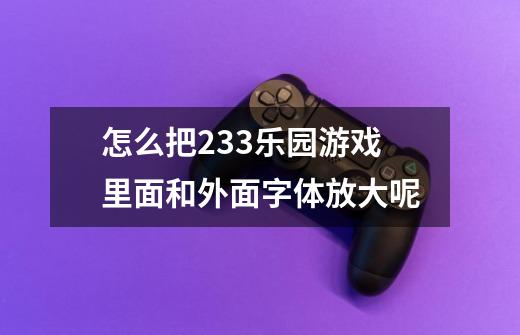 怎么把233乐园游戏里面和外面字体放大呢-第1张-游戏资讯-龙启科技