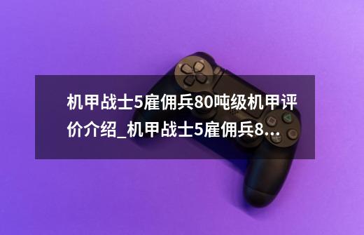 机甲战士5雇佣兵80吨级机甲评价介绍_机甲战士5雇佣兵80吨级机甲评价是什么-第1张-游戏资讯-龙启科技