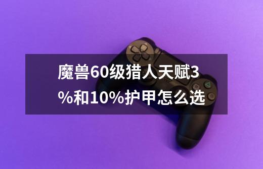 魔兽60级猎人天赋3%和10%护甲怎么选-第1张-游戏资讯-龙启科技