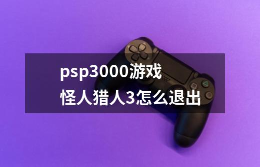 psp3000游戏 怪人猎人3怎么退出-第1张-游戏资讯-龙启科技