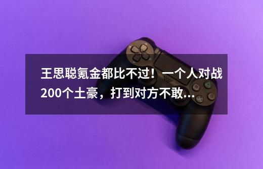 王思聪氪金都比不过！一个人对战200个土豪，打到对方不敢上线！-第1张-游戏资讯-龙启科技