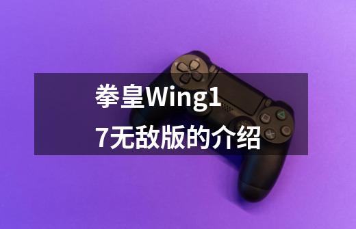 拳皇Wing1.7无敌版的介绍-第1张-游戏资讯-龙启科技