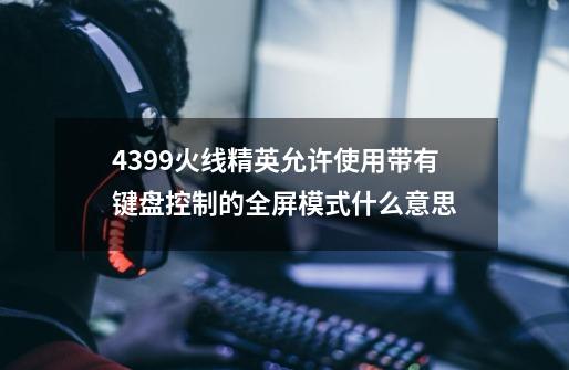 4399火线精英允许使用带有键盘控制的全屏模式什么意思-第1张-游戏资讯-龙启科技