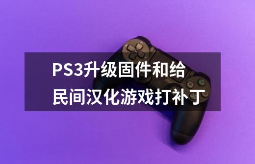 PS3升级固件和给民间汉化游戏打补丁-第1张-游戏资讯-龙启科技