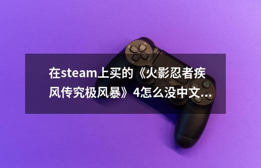 在steam上买的《火影忍者疾风传究极风暴》4怎么没中文版-第1张-游戏资讯-龙启科技