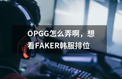 OPGG怎么弄啊，想看FAKER韩服排位-第1张-游戏资讯-龙启科技