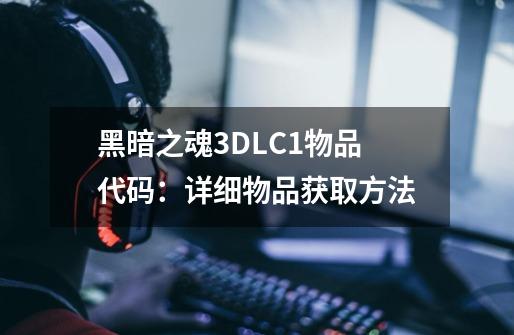 黑暗之魂3DLC1物品代码：详细物品获取方法-第1张-游戏资讯-龙启科技