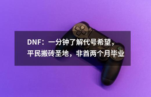 DNF：一分钟了解代号希望，平民搬砖圣地，非酋两个月毕业-第1张-游戏资讯-龙启科技