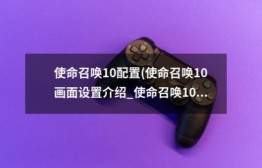 使命召唤10配置(使命召唤10画面设置介绍_使命召唤10配置(使命召唤10画面设置是什么-第1张-游戏资讯-龙启科技